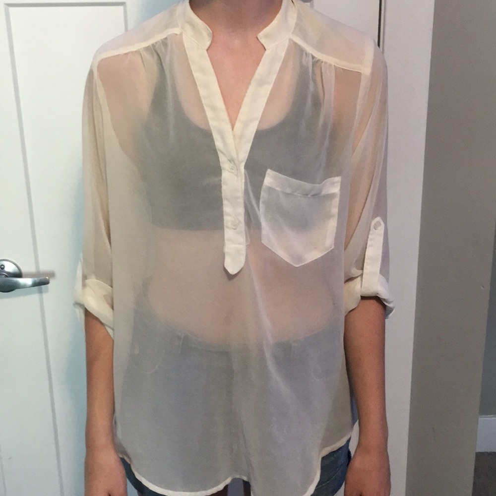 Sheer white dress shirt
